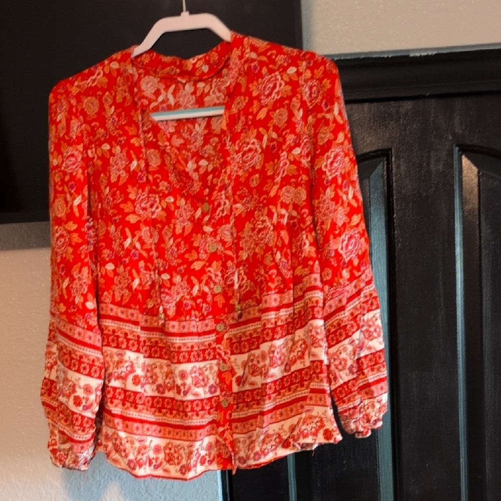 Floral Red Women's Top